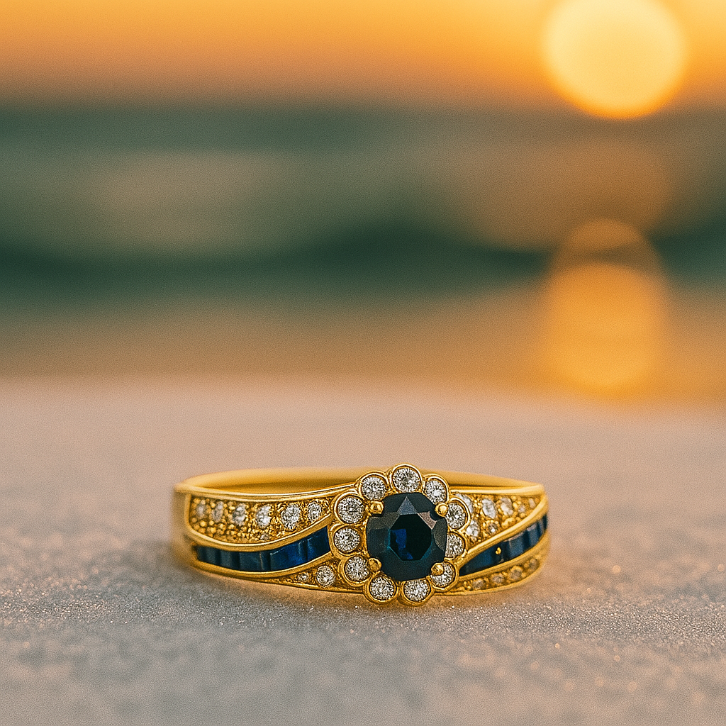 Fior di Mare | Ring mit Zirkonia und blauem Kristall in Plattierung