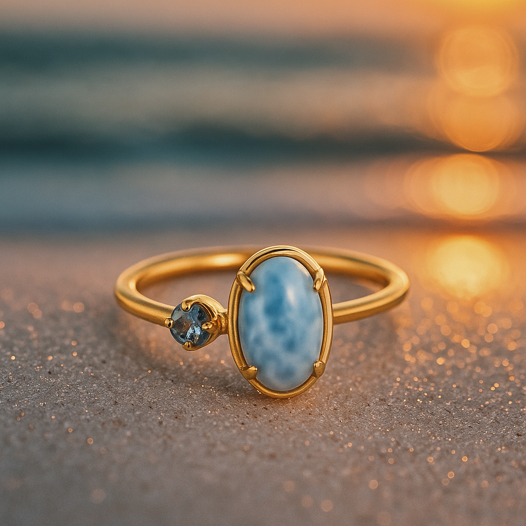 Celeste Wave – 925er Silberring mit Topas
