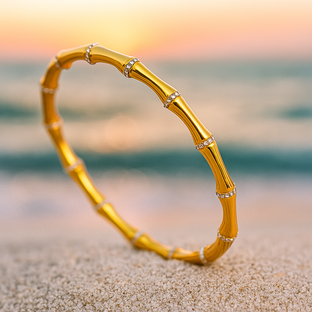 Goldene Brise | Silberarmband im Bambusdesign