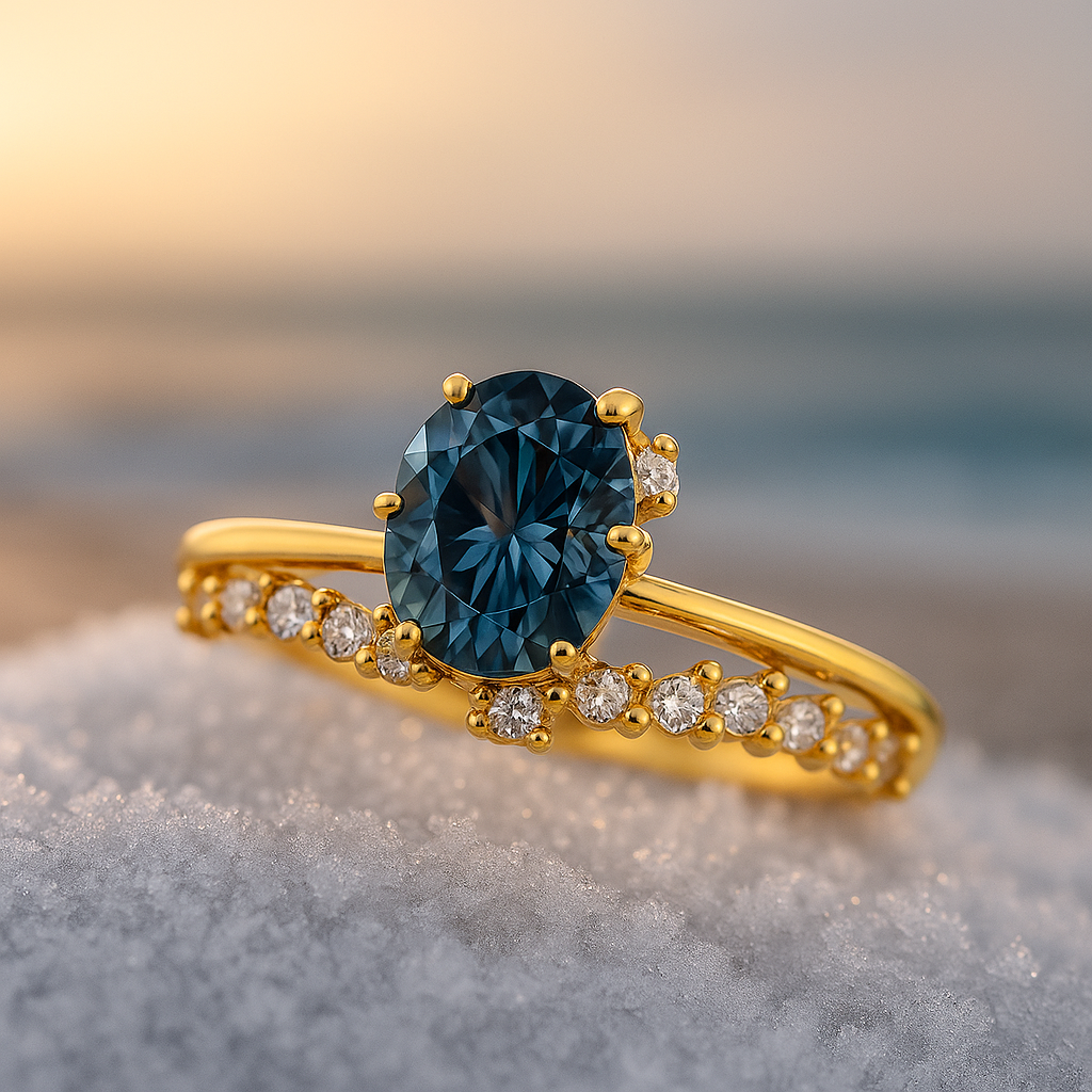 Stella di Marea – Goldring mit blauen Kristallen und Zirkonia