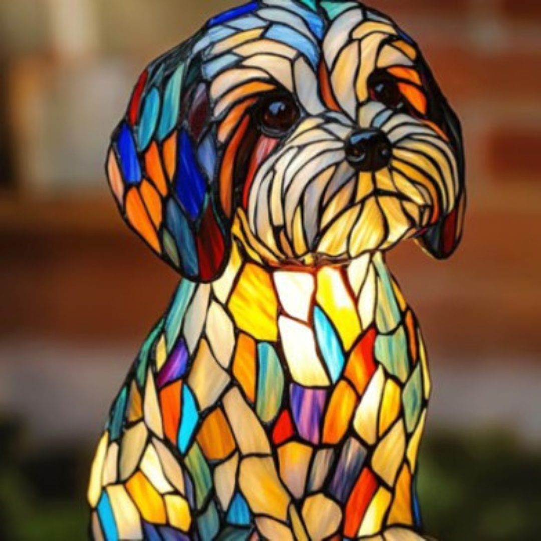 Papouille | Bunte Glas-Hundenlampe mit magischem Flair