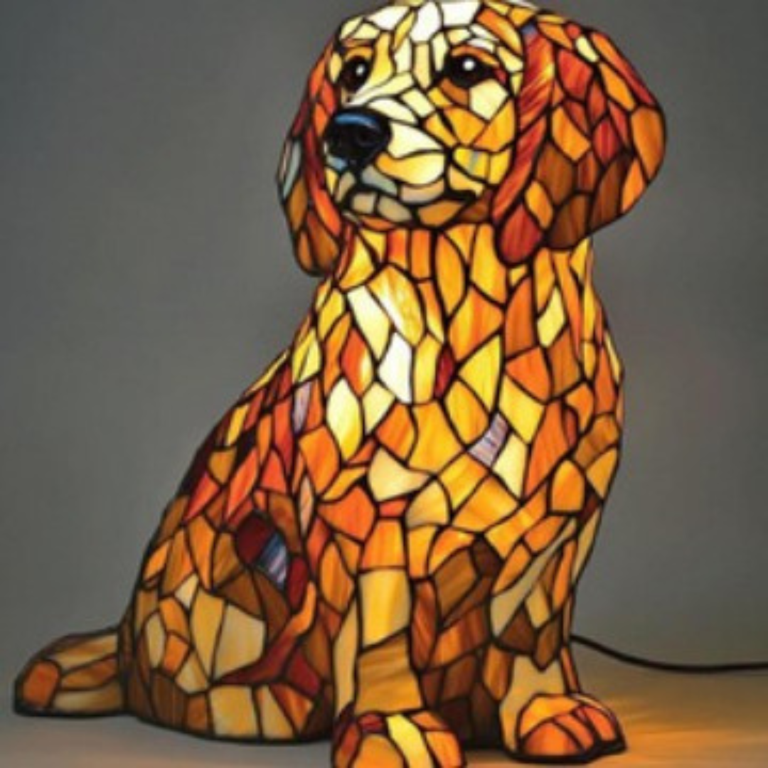Loulou | Magische Hundelampe aus buntem Glas
