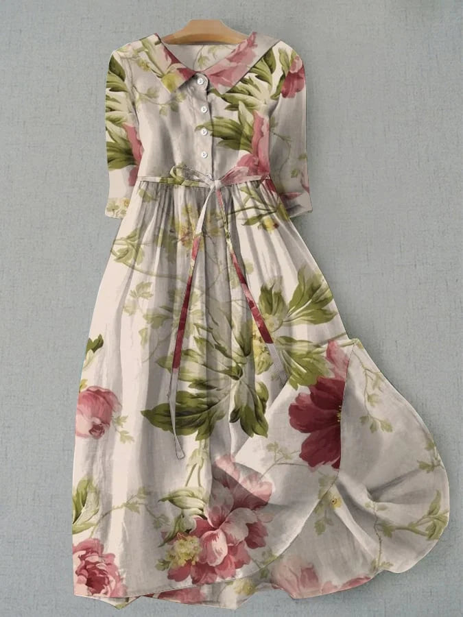 Baylee - Vintage Schnürung Tailliertes Blumenkleid