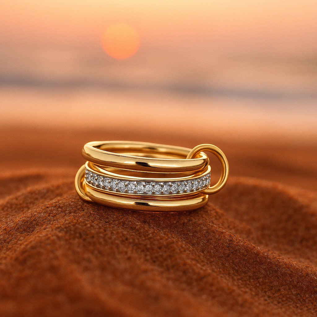 Nori | Gold-Dreifachring mit Zirkonia