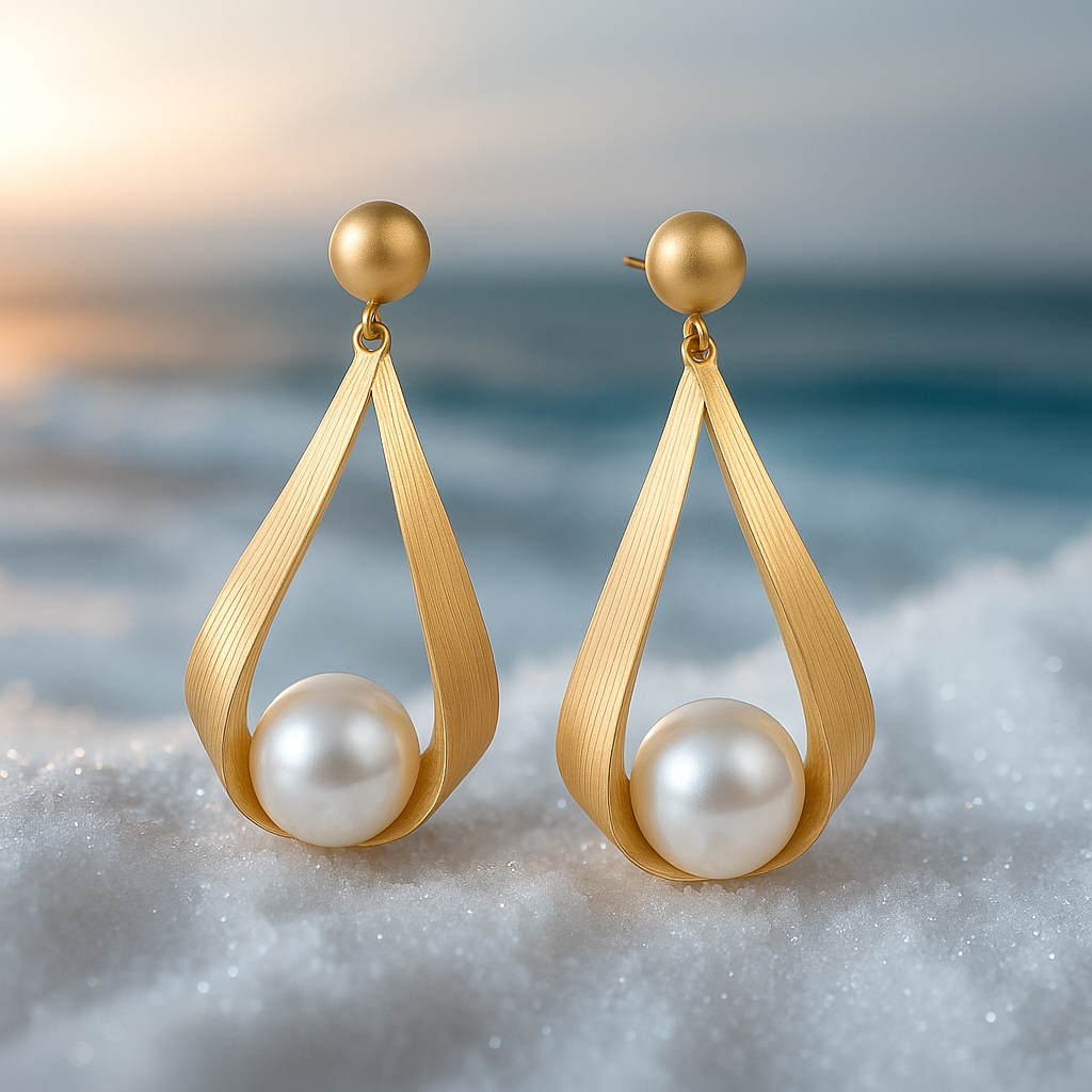 Nerida | Goldene Ohrringe mit Perle