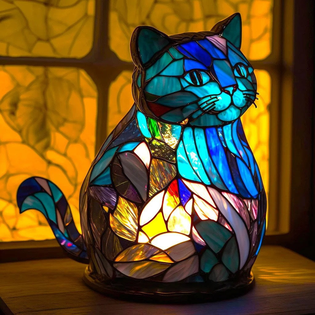 Nala | Bunte Glas-Katzenlampe mit magischem Flair