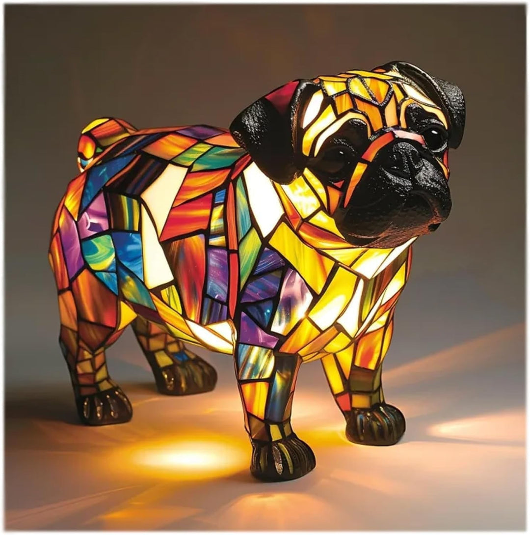 Spike | Magische Hundenlampe aus buntem Glas