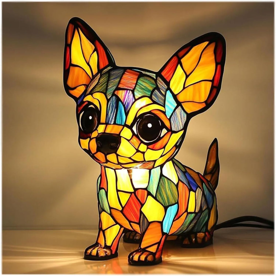 Chacha | Magische Hundelampe aus Buntglas