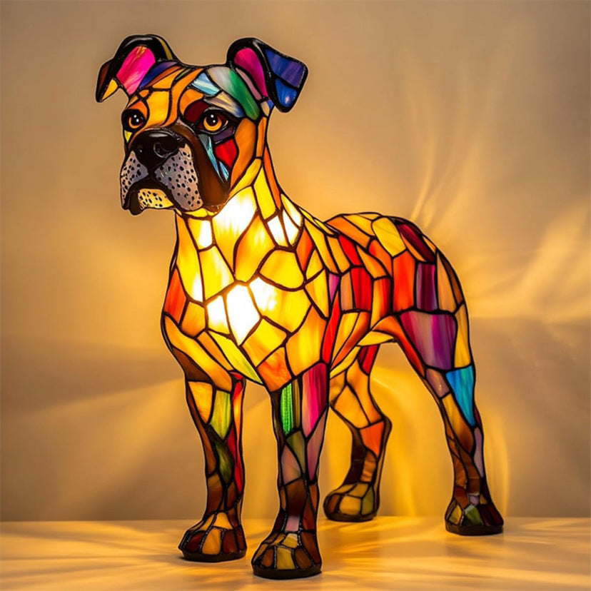 Tyson | Bunte Glas-Hundenlampe mit magischem Flair