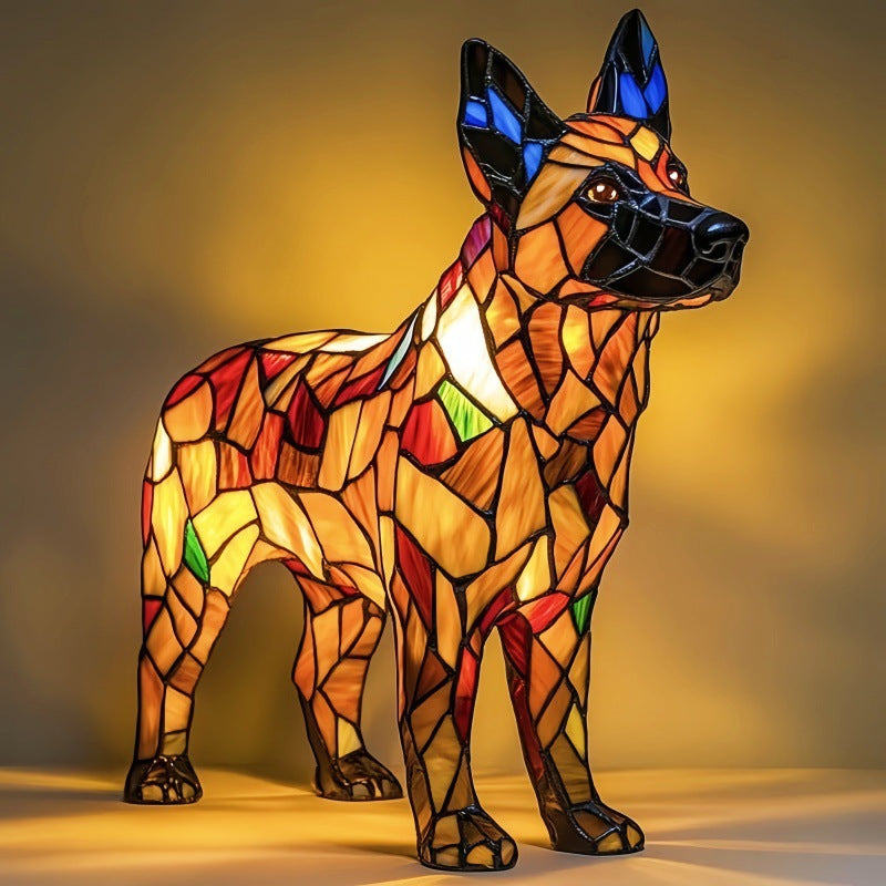 Bandit | Magische Hundenlampe aus buntem Glas