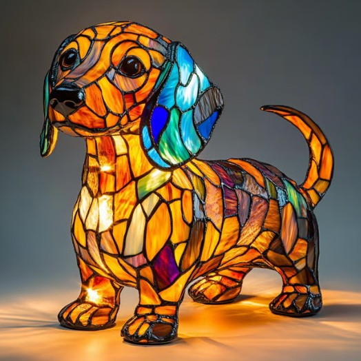 Mimi | Magische Hundenlampe aus Buntglas