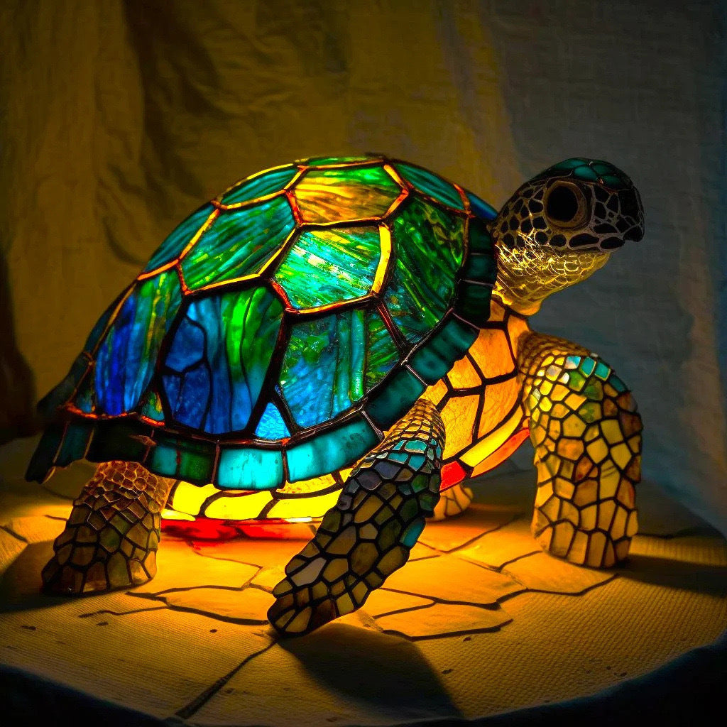 Sammy | Bunte Glas-Schildkrötenlampe mit magischem Licht