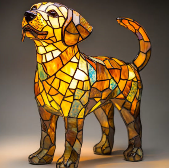 Hunter | Magische Hundenlampe aus buntem Glas