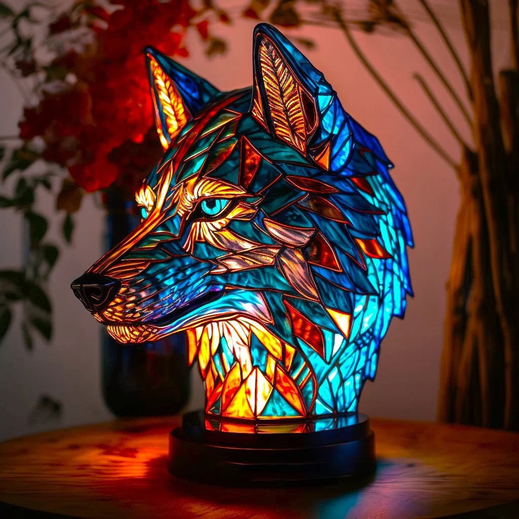 Fiammata | Bunte Glas-Wolfslampe mit magischem Flair