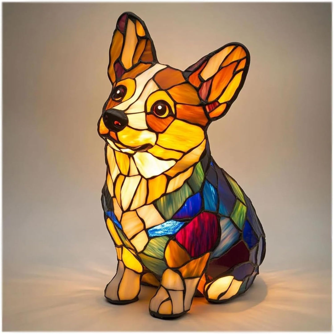 Pompon | Magische Hundenlampe aus buntem Glas