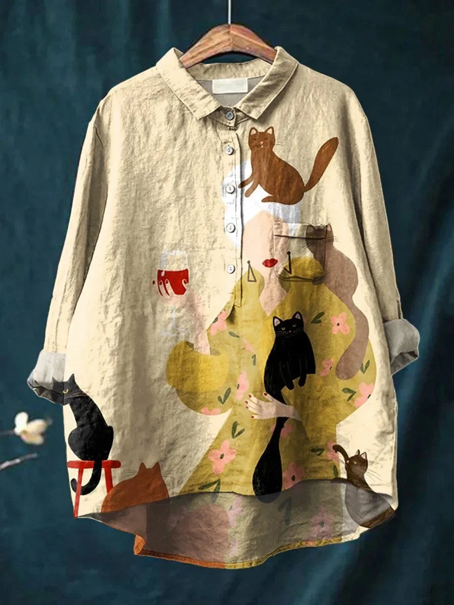 Sofie® | Blusa con Katzen e Blumenmuster