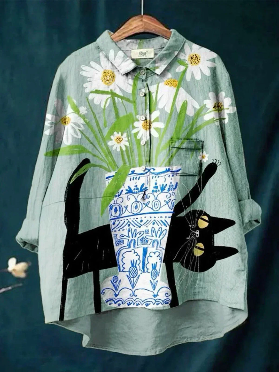 Sofia® | Blusa con Katzen e Blumenmuster