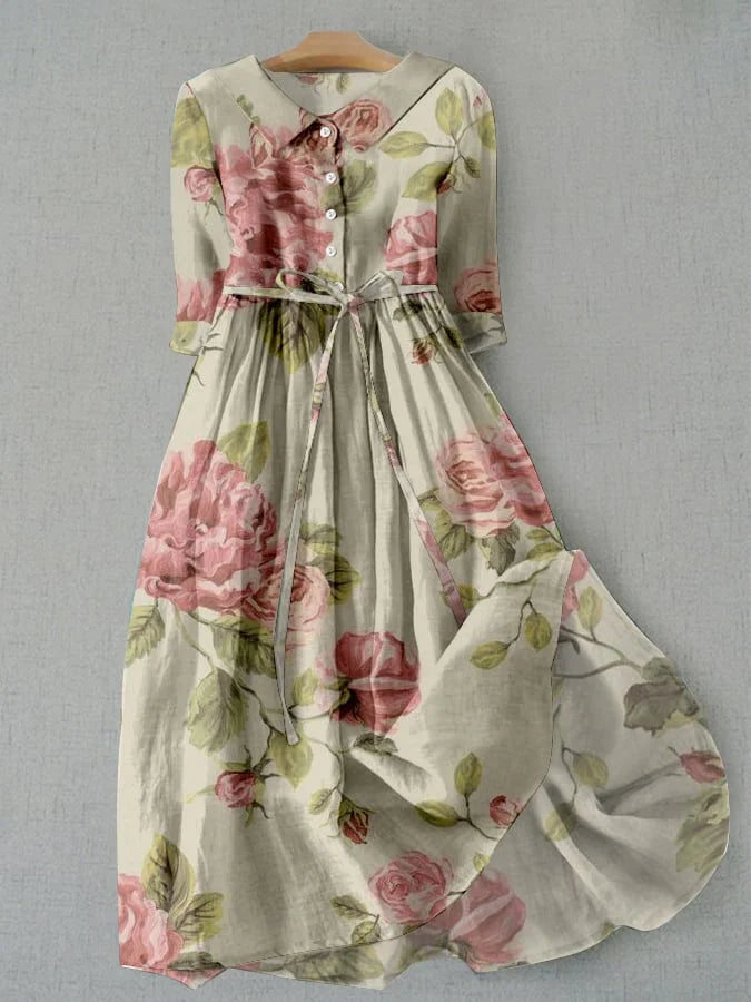 Marley - Abito vintage con stampa floreale e lacci in vita