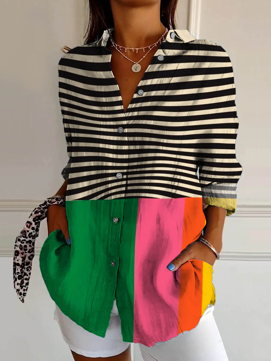 Sanne | Urban Striped Contrast Shirt
