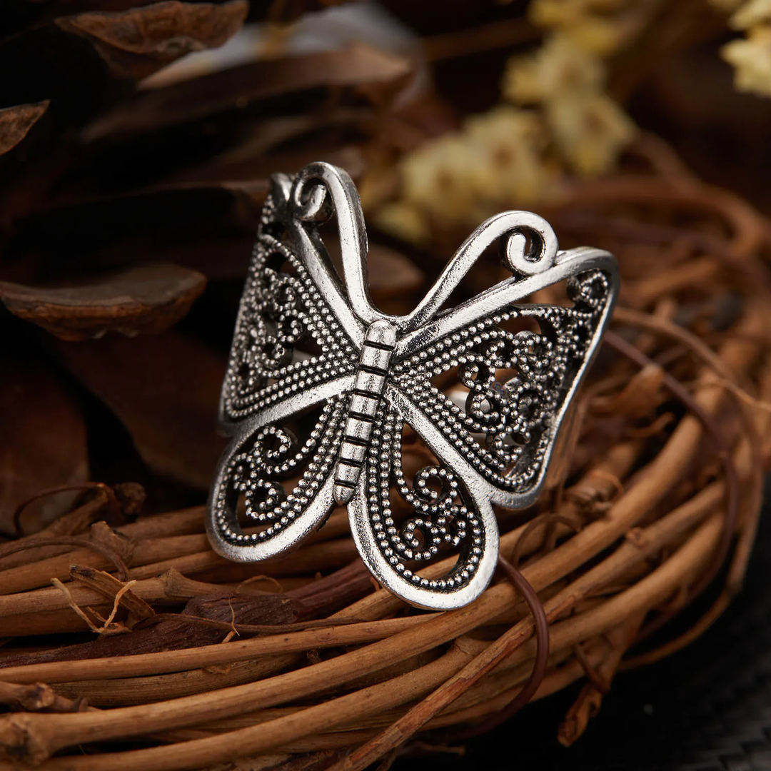 Silberner Vintage-Schmetterlingsring - Lunaie