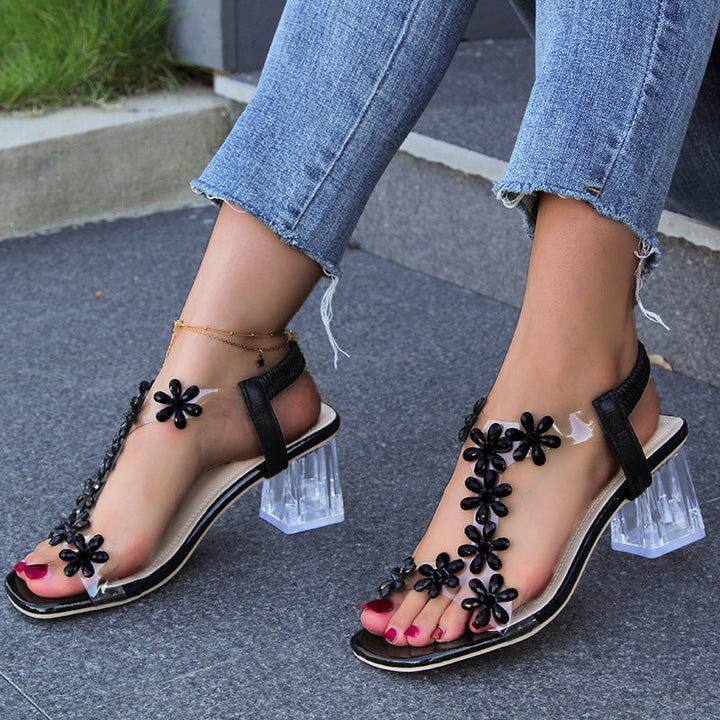 ISLA - Blumen- und Strass-High Heels