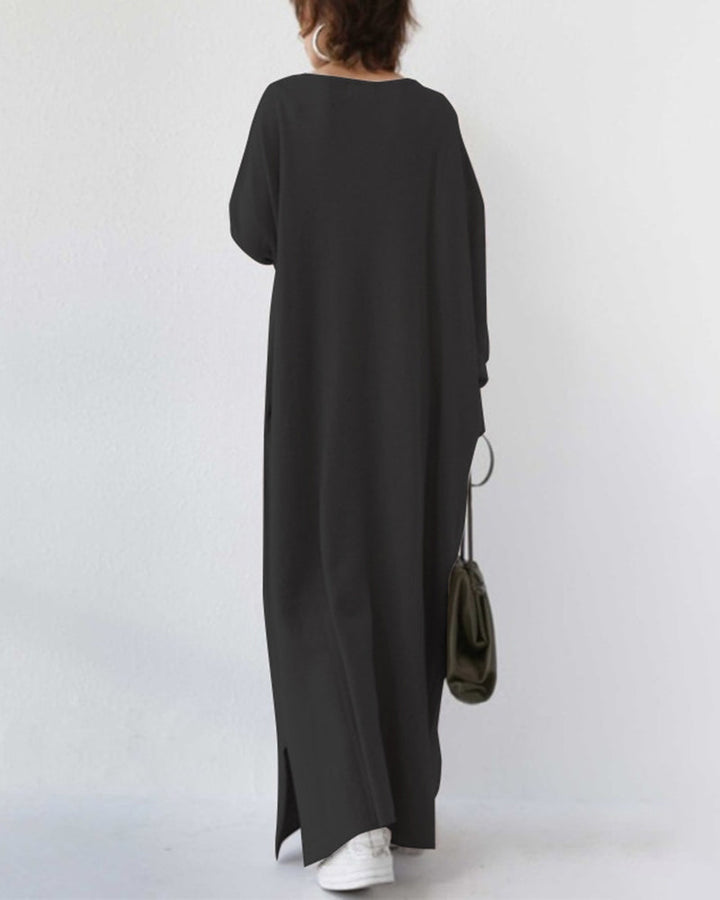 Laluna® | Modische Lange Ärmel V-Ausschnitt Kleid