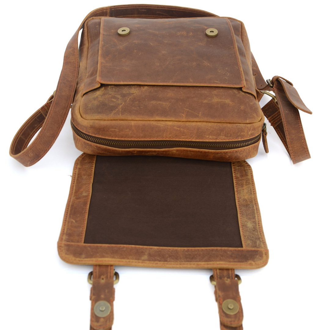Braune Vintage-Leder Umhängetasche