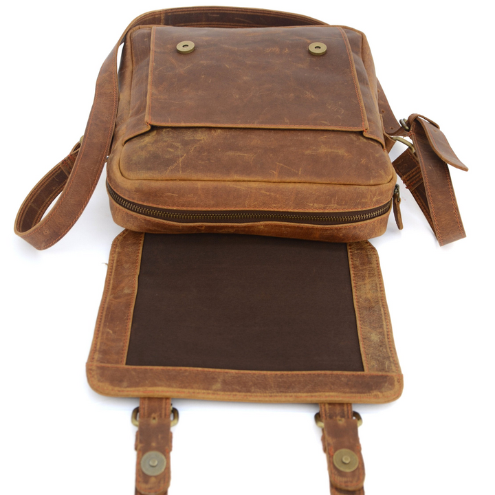 Braune Vintage-Leder Umhängetasche