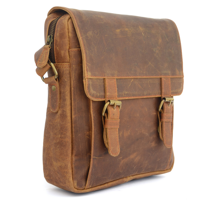 Braune Vintage-Leder Umhängetasche