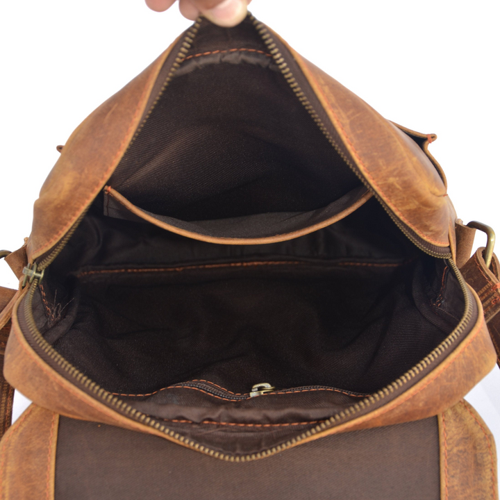 Braune Vintage-Leder Umhängetasche