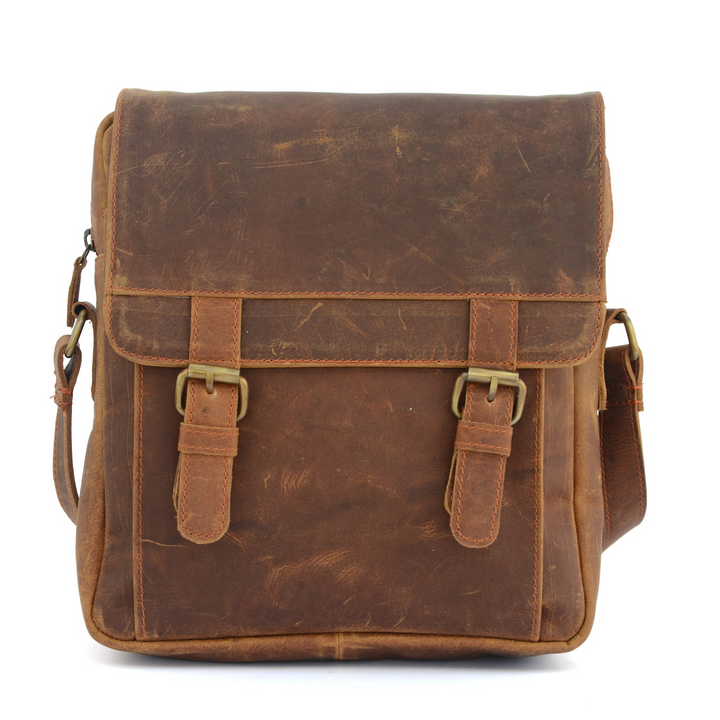 Braune Vintage-Leder Umhängetasche