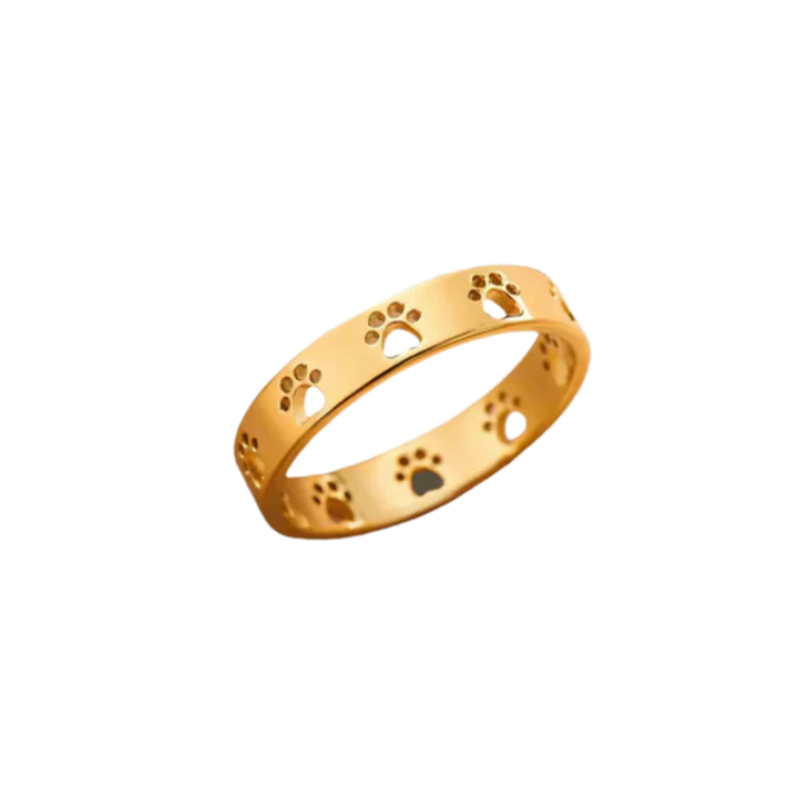 MIRAIE – Verstellbarer Pfotenabdruck-Ring aus Silber in Gold