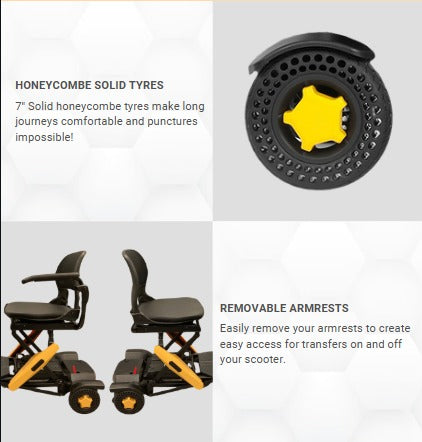 BeeBumble (2025) - Auto-Falt-Mobilitätsscooter - 250W Motor, 150kg Kapazität, 21 Kilometer Reichweite