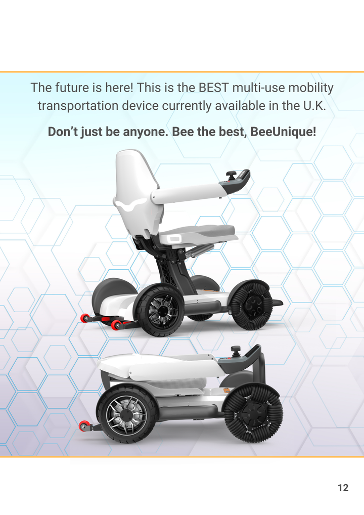 BeeAlien (2025) - Automatischer Faltbarer Elektrorollstuhl - 200W Motor, 120kg Tragfähigkeit, 25 km Reichweite