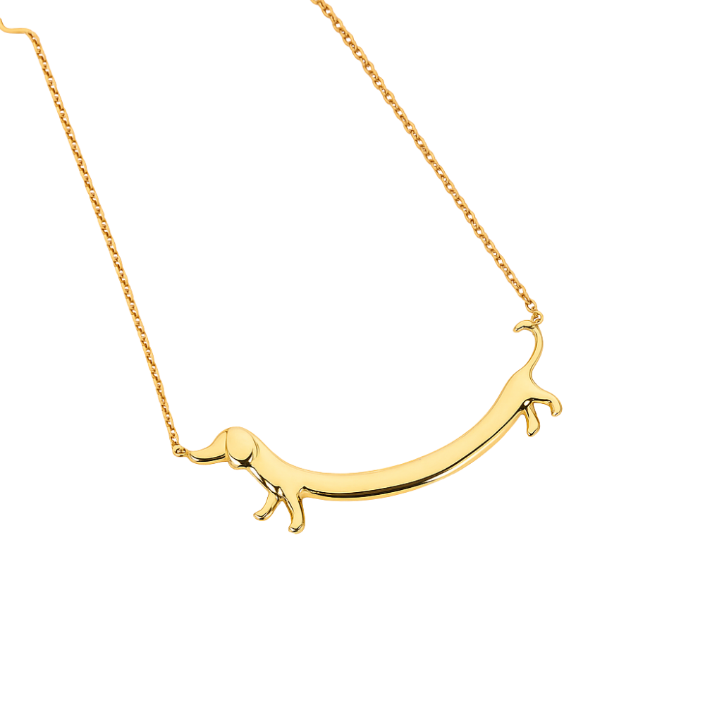 LILOU – Dackel-Halskette aus Silber und Gold