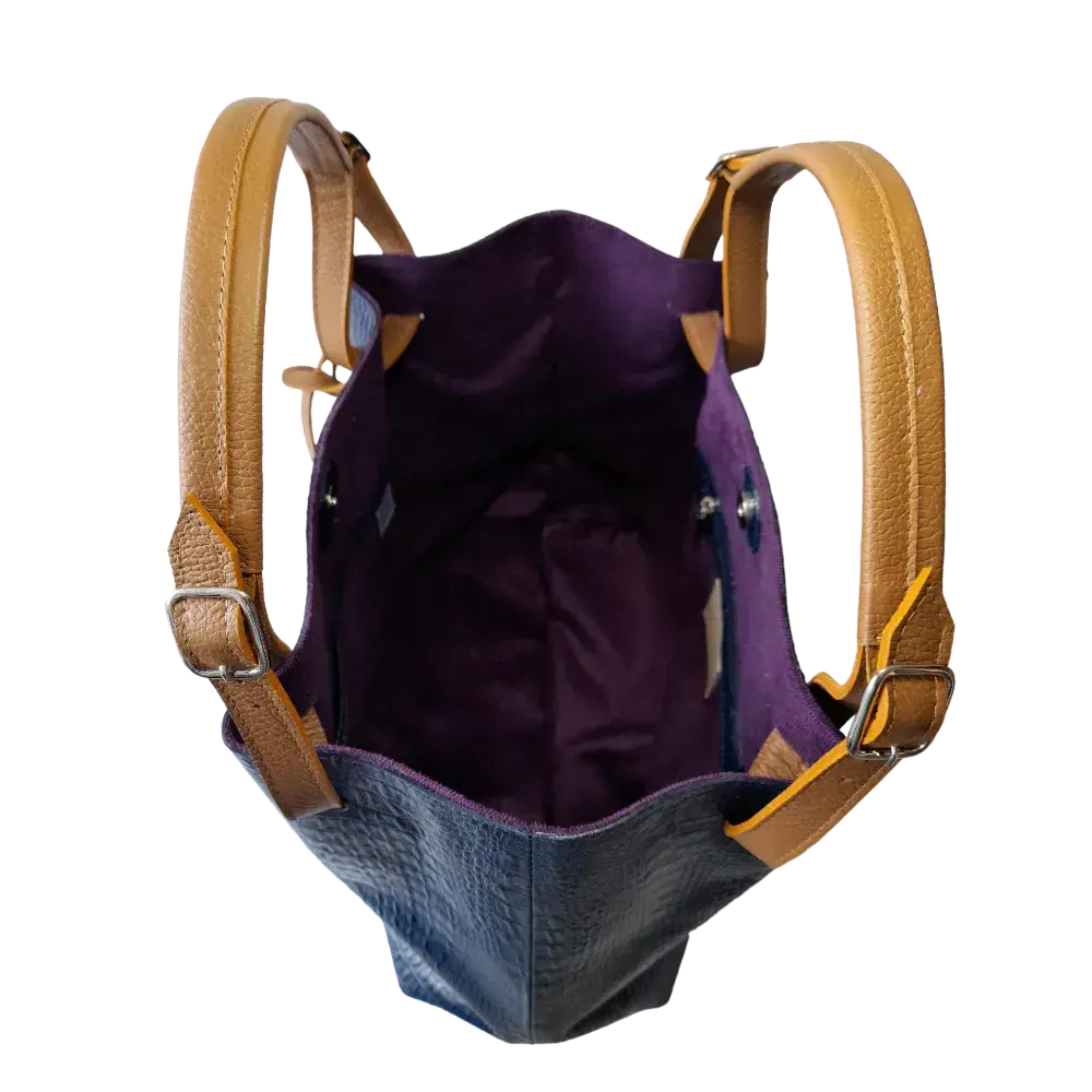 Adelle Dunkelblaue Damen Lederhandtasche im Reptil-Design