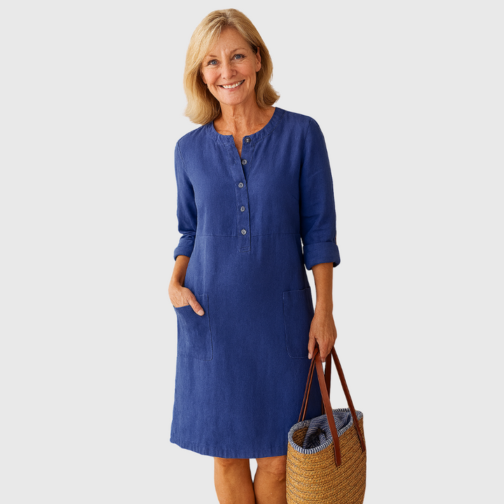 Cavell™ – Einfarbiges Kleid mit praktischem Knopfverschluss