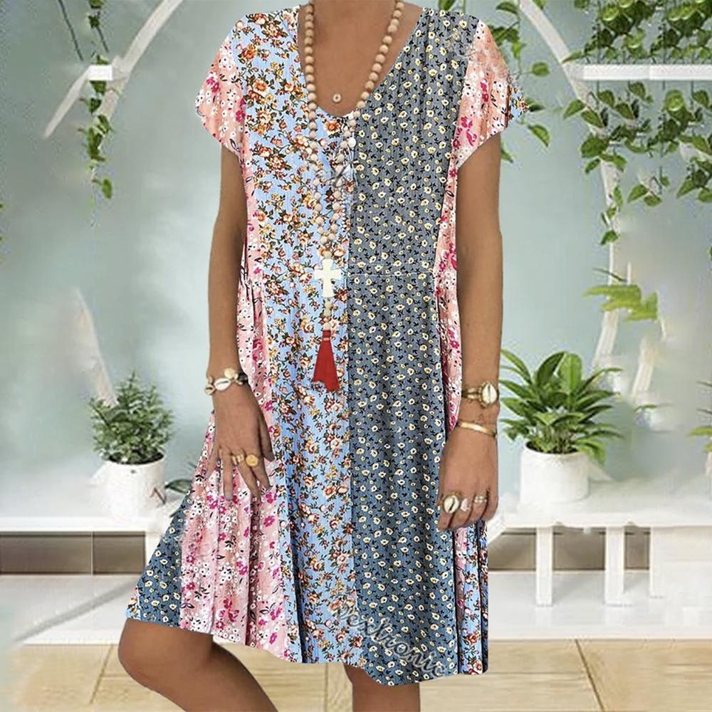 Noa | Boho Sommerkleid mit Blumenmuster und A-Linien-Schnitt