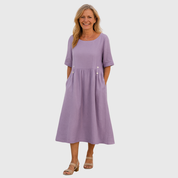 Cavell™ – Elegantes Lockeres Kleid mit Knopfdetails und praktischen Taschen