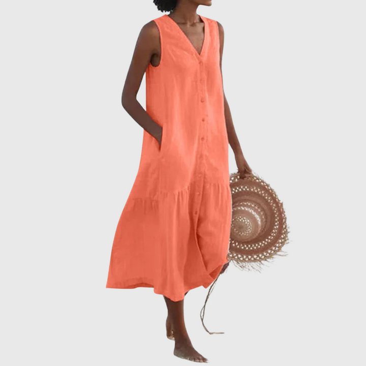 Cavell™ – Ärmelloses Sommerkleid mit Knopfdetail