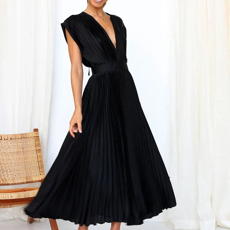 Adela™ | Elegantes plissiertes Maxikleid