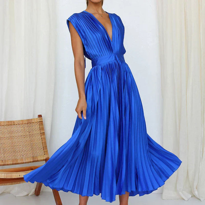 Adela™ | Elegantes plissiertes Maxikleid