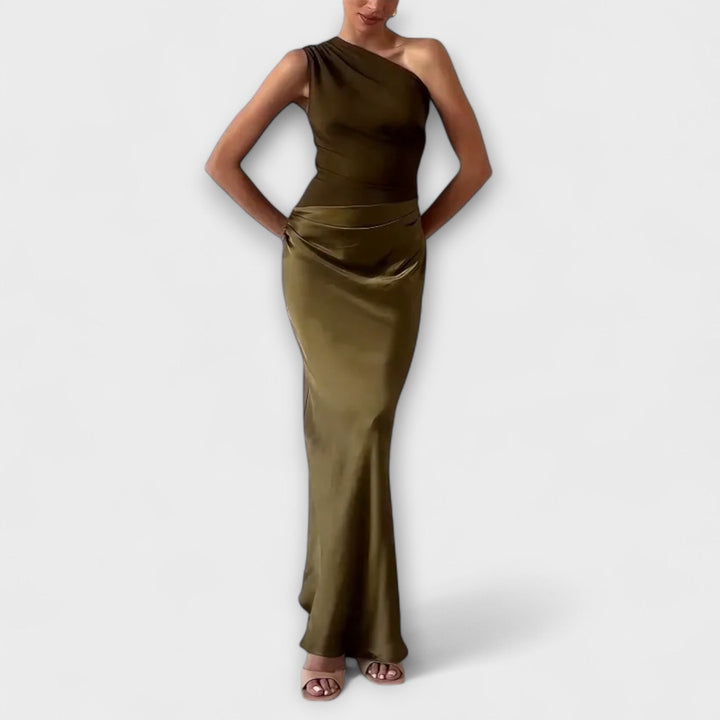 Levana – Asymmetrisches Plissee-Ein-Schulter-Kleid