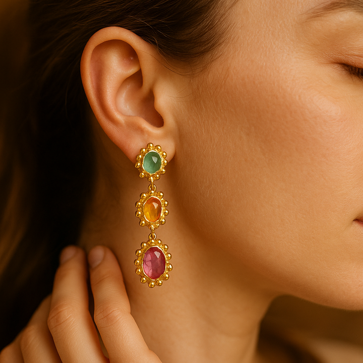 Undine | Goldplated Earrings with Colorful Stones