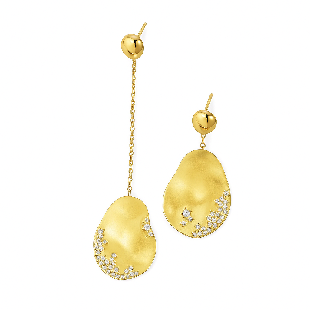 Marine | Goldene Tropfenohrringe mit Kristallen