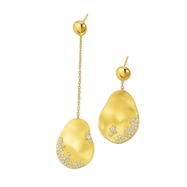 Marine | Goldene Tropfenohrringe mit Kristallen