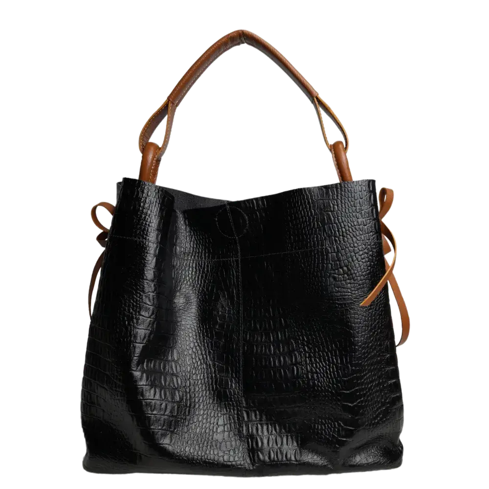 Aubrey Reptil Schwarz Damen Lederhandtasche
