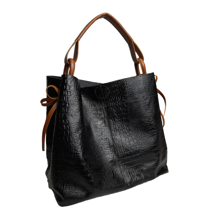Aubrey Reptil Schwarz Damen Lederhandtasche