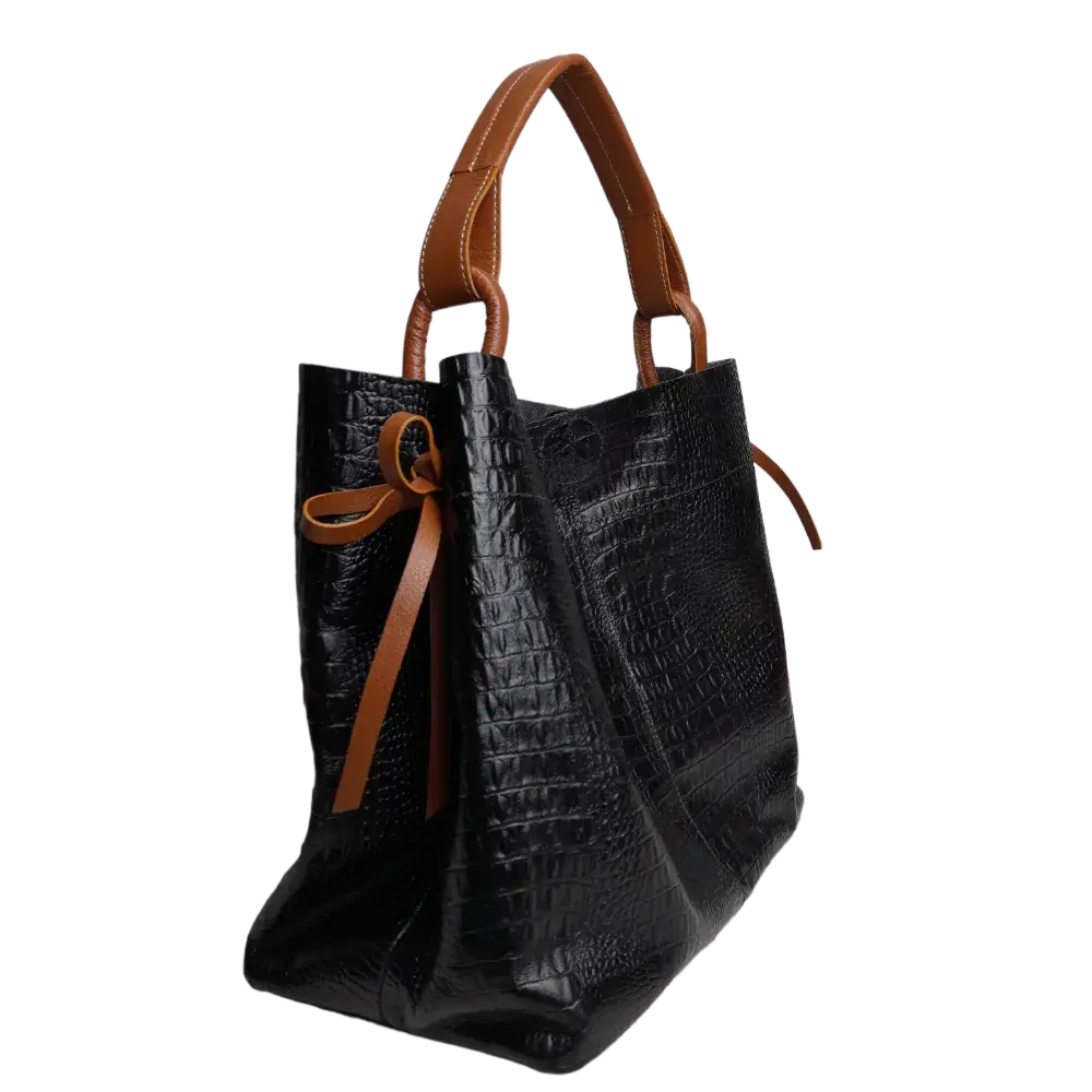 Aubrey Reptil Schwarz Damen Lederhandtasche