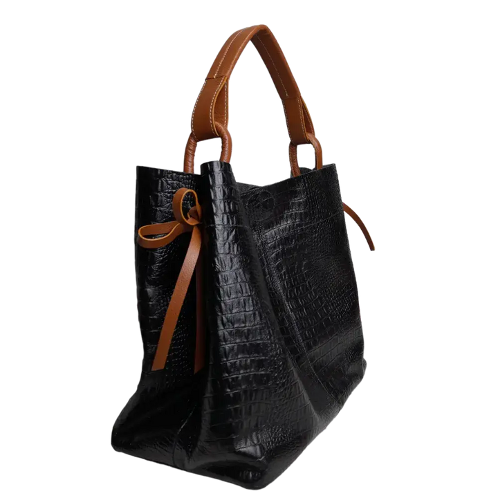 Aubrey Reptil Schwarz Damen Lederhandtasche